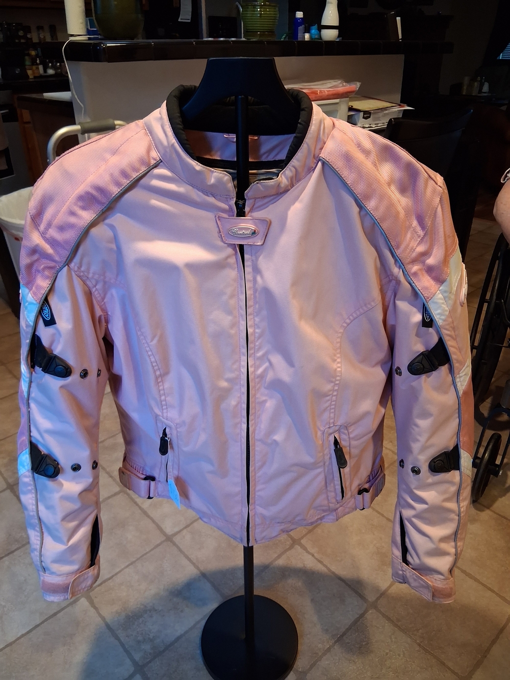 Ladies' Light Pink Utility Motorcycle Jacket with Protective Panels